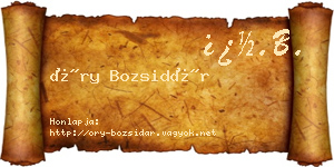 Őry Bozsidár névjegykártya